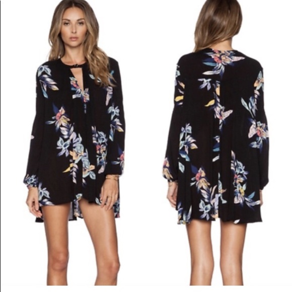 Free People Dresses & Skirts - Free People Black Floral Tree Swing Tunic Dress EUC Size S